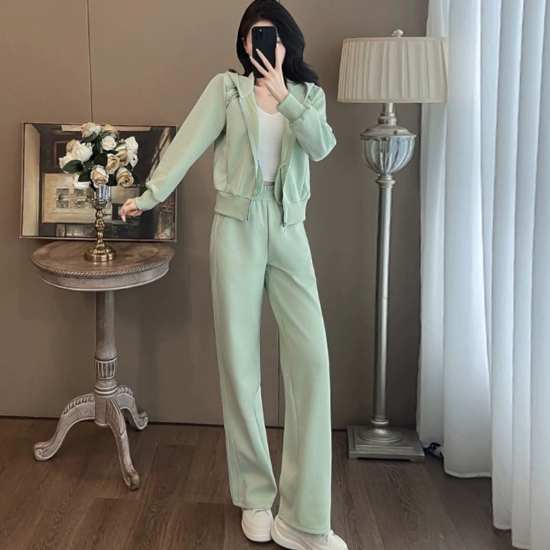 Western Style Youthful-looking Fried Street Sweatshirt And Sweatpants Two-piece Set