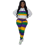 Women's Striped Positioning Printing Hooded Suits