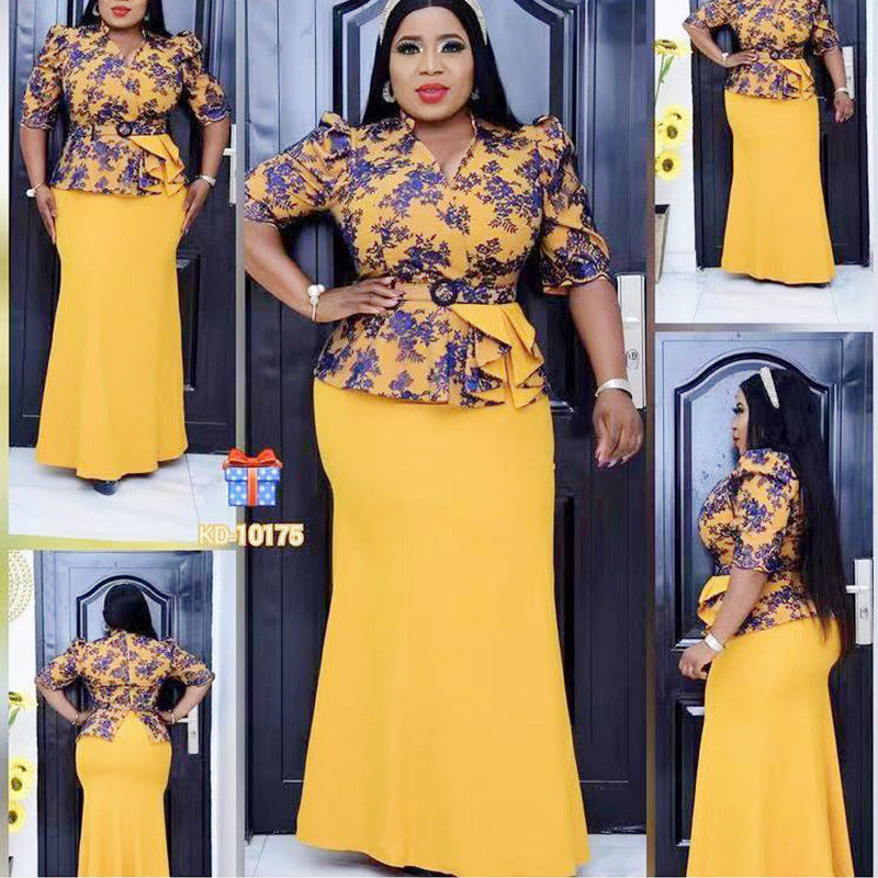 Christmas Printing Fishtail Gown Printing Female