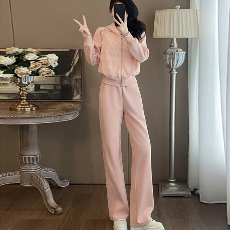 Western Style Youthful-looking Fried Street Sweatshirt And Sweatpants Two-piece Set