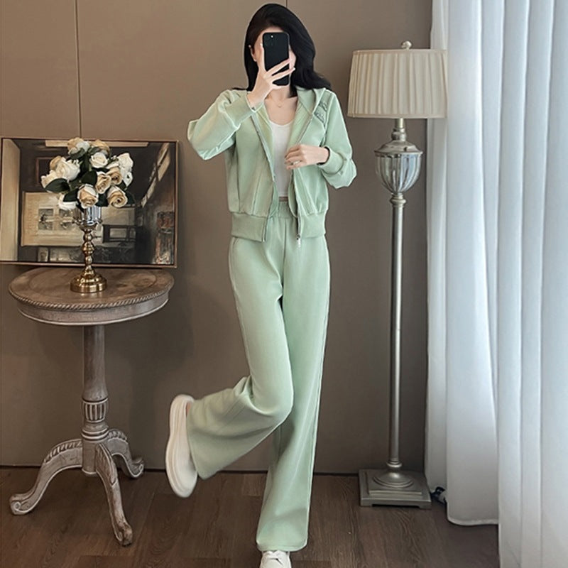 Western Style Youthful-looking Fried Street Sweatshirt And Sweatpants Two-piece Set
