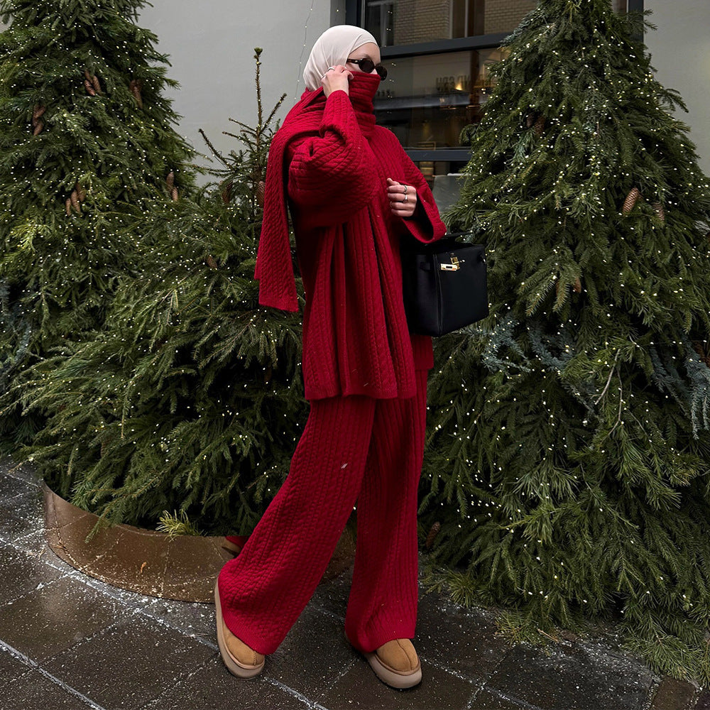Knitting Women's Autumn And Winter New Two-piece Suit