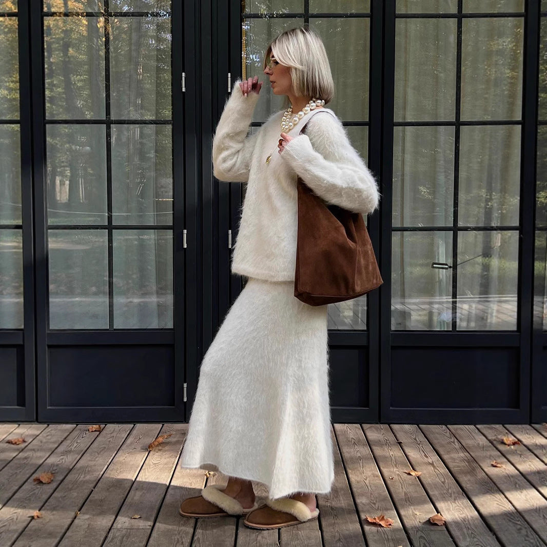 Skirt Suit Women's Knitted Sweater Suit