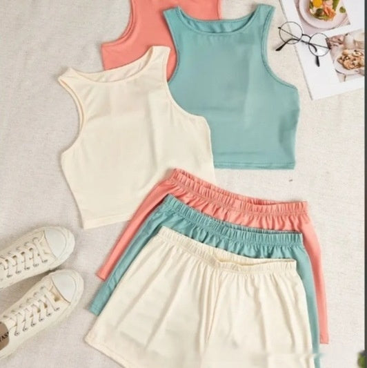 Pajamas Casual Suit Homewear With Braces Solid Color Short Sleeve Cute