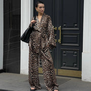 Long Sleeve V-neck Top Wide Leg Pants Suit Loose
