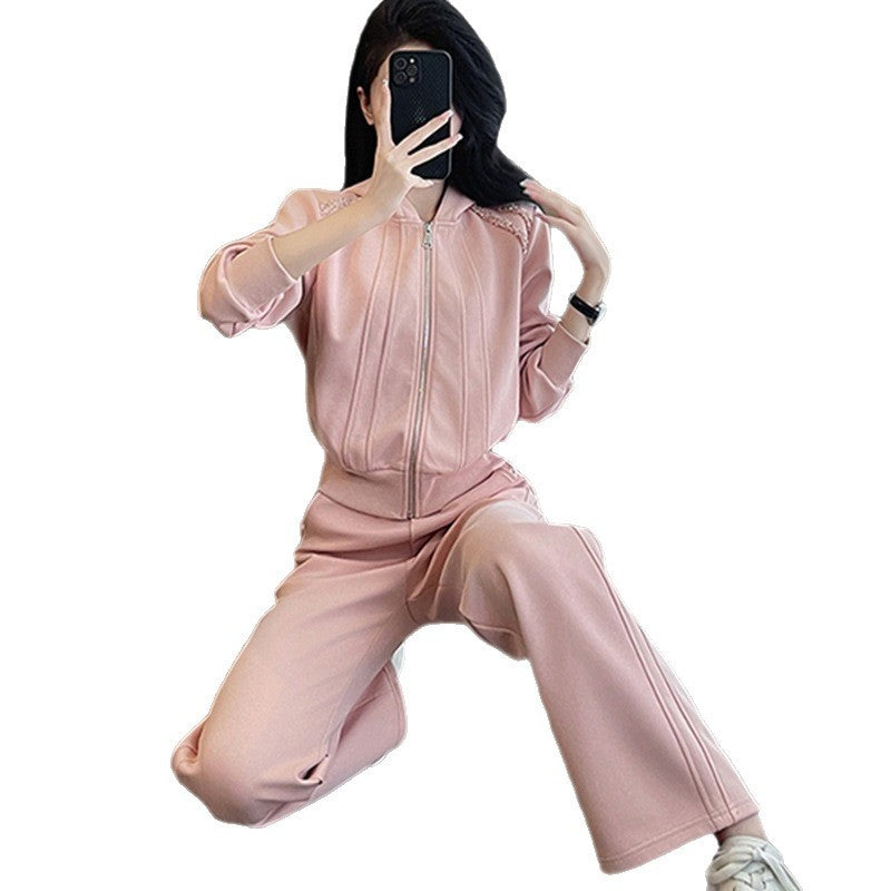 Western Style Youthful-looking Fried Street Sweatshirt And Sweatpants Two-piece Set