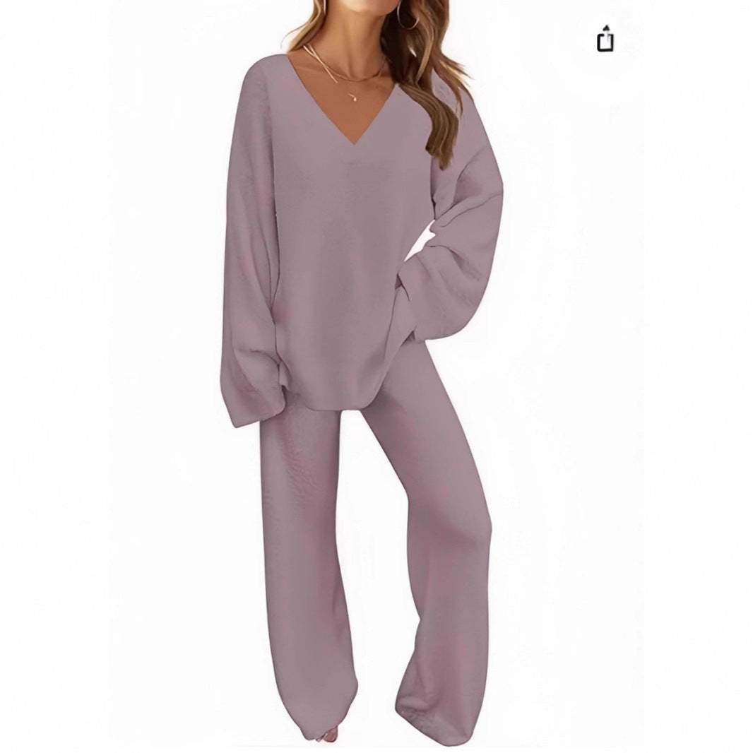 Loose Leisure Pullover Long Sleeve Two-piece Sweater