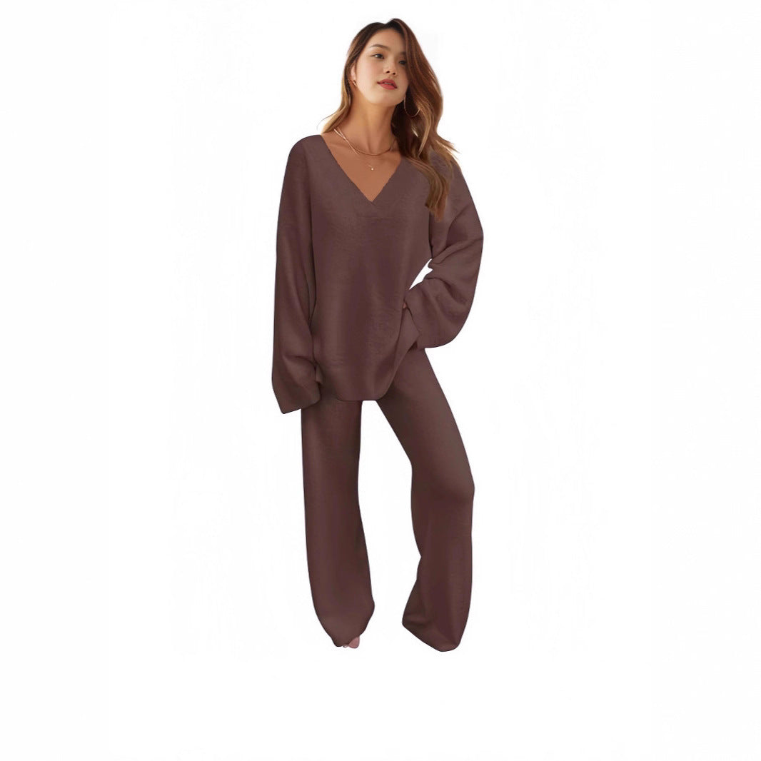 Loose Leisure Pullover Long Sleeve Two-piece Sweater