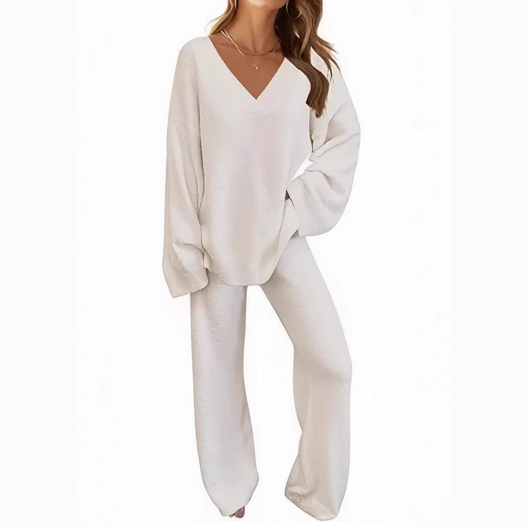 Loose Leisure Pullover Long Sleeve Two-piece Sweater
