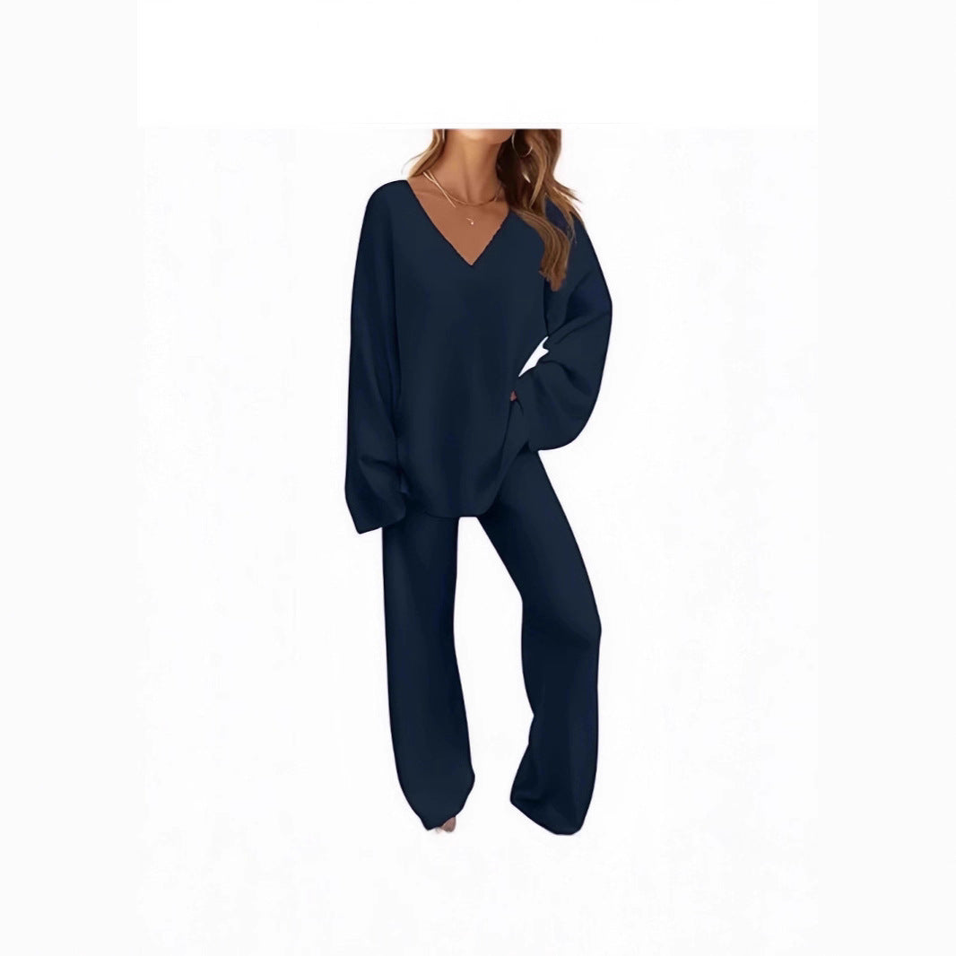 Loose Leisure Pullover Long Sleeve Two-piece Sweater