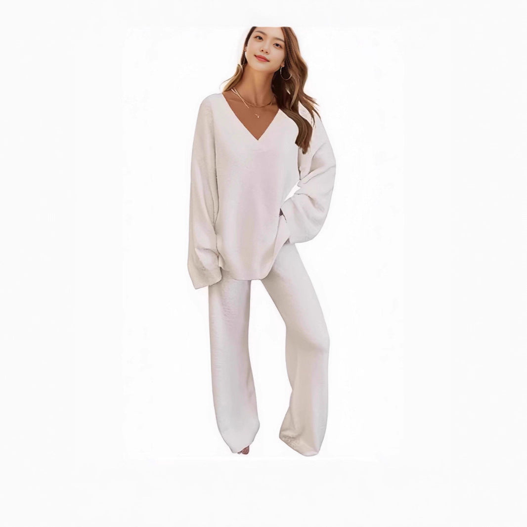 Loose Leisure Pullover Long Sleeve Two-piece Sweater