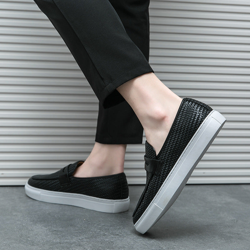Four Seasons Leather Cover Korean Men's Fashionable Flat Shoes