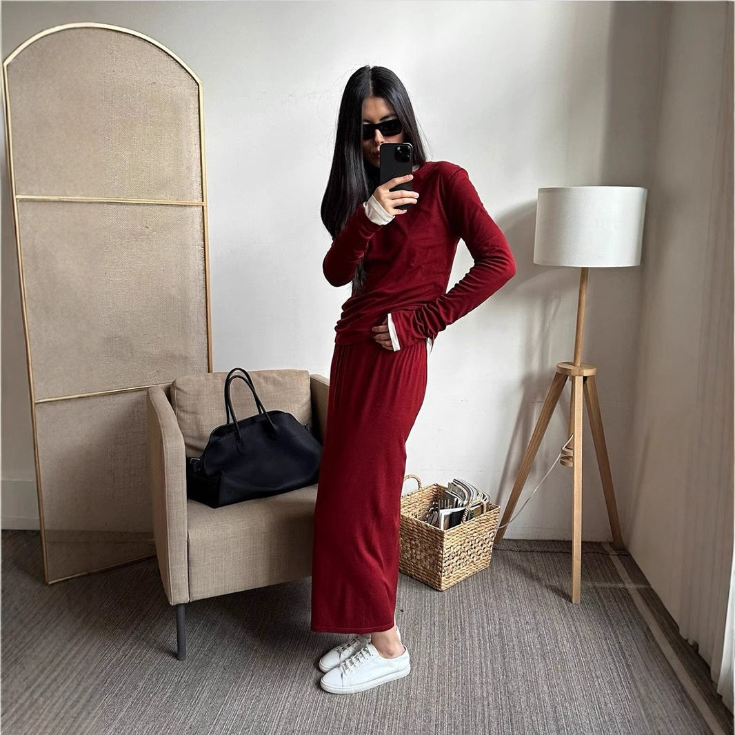 Thin Long-sleeve Suit Women's Inner Wear Bandage Dress Slim Fit Versatile Top