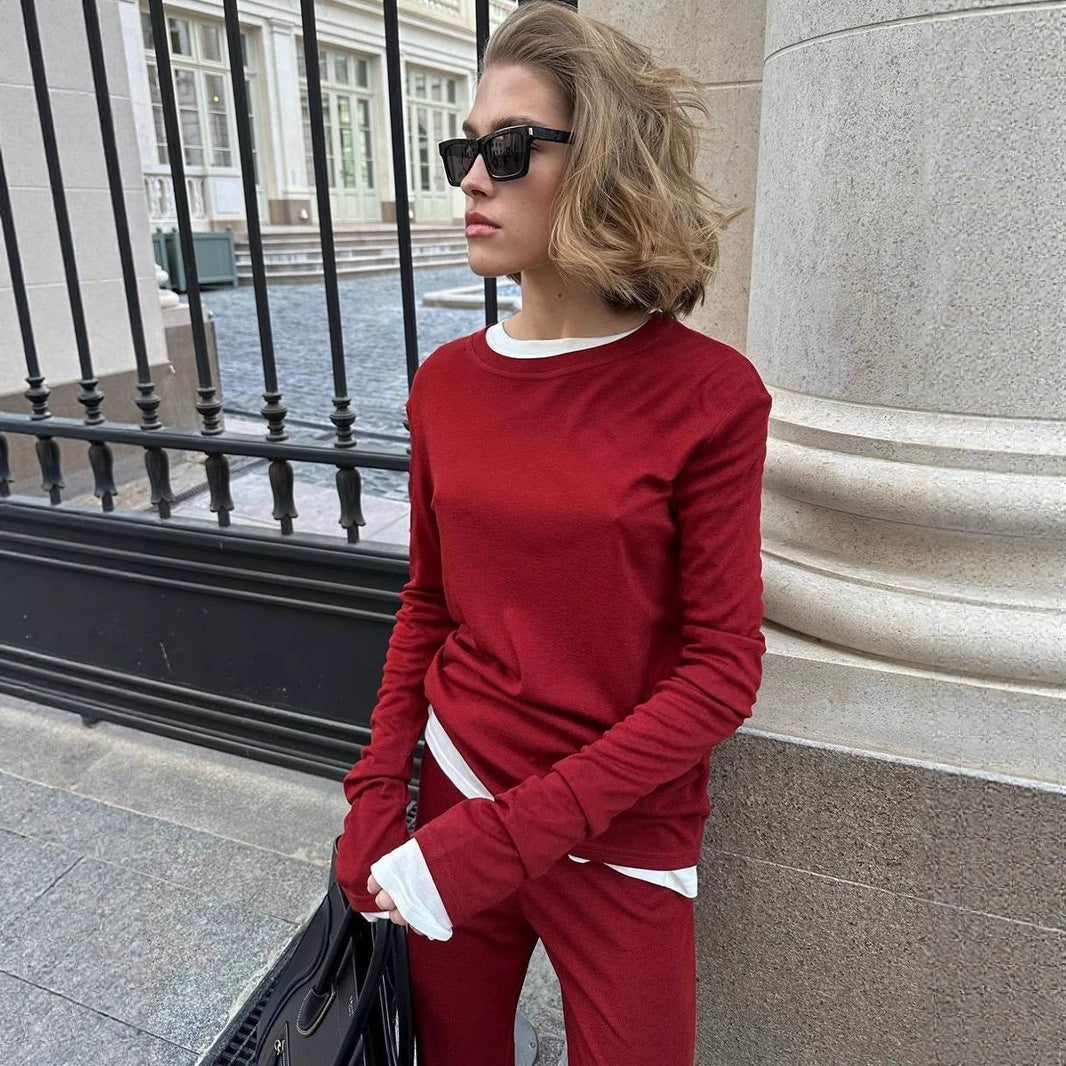 Thin Long-sleeve Suit Women's Inner Wear Bandage Dress Slim Fit Versatile Top