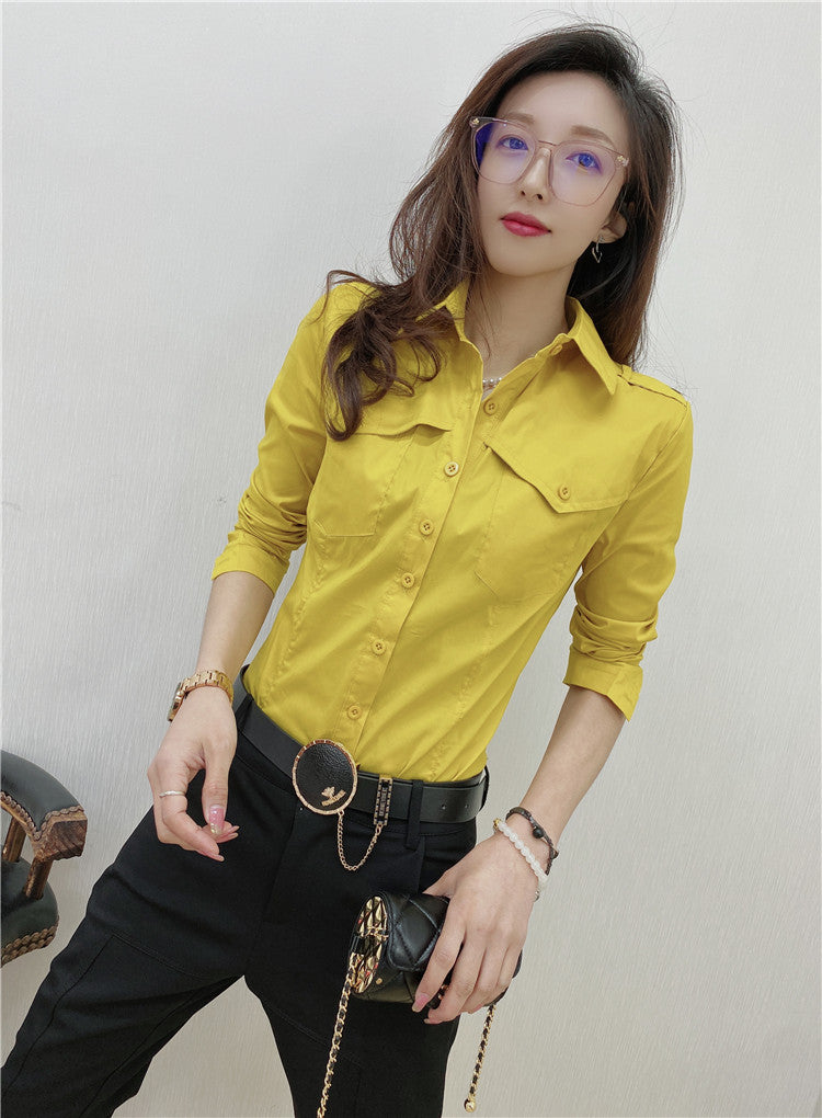 Solid Color Long-sleeved Shirt Women's Younger Shirt