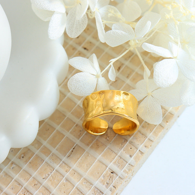 Uneven Handmade Ring Opening Design Titanium Steel