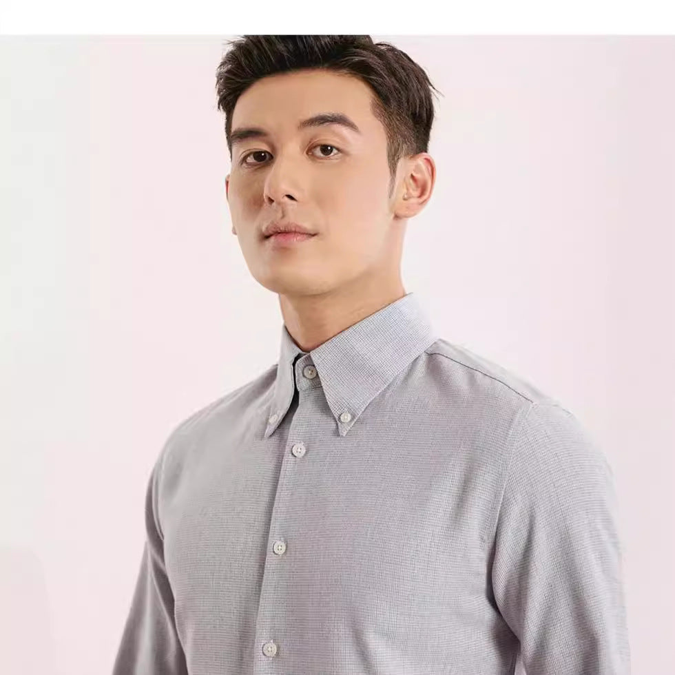 Non-ironing Men's Long-sleeved Casual Plaid Business Shirt