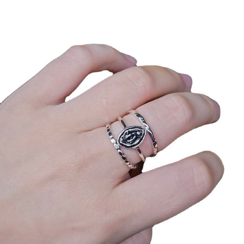 New Eyes Black Flower Feminist Declaration Of Independence Ring Three-piece Set
