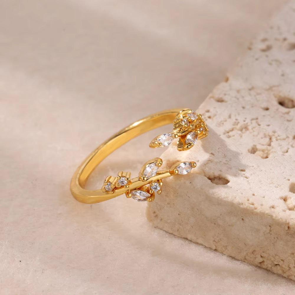 Open Ring Color Crystal Zircon Women