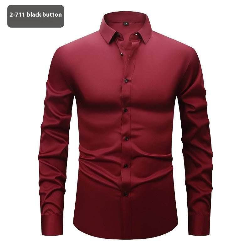 Fashion Personality Four-sided Stretch Shirt Men's Long Sleeve