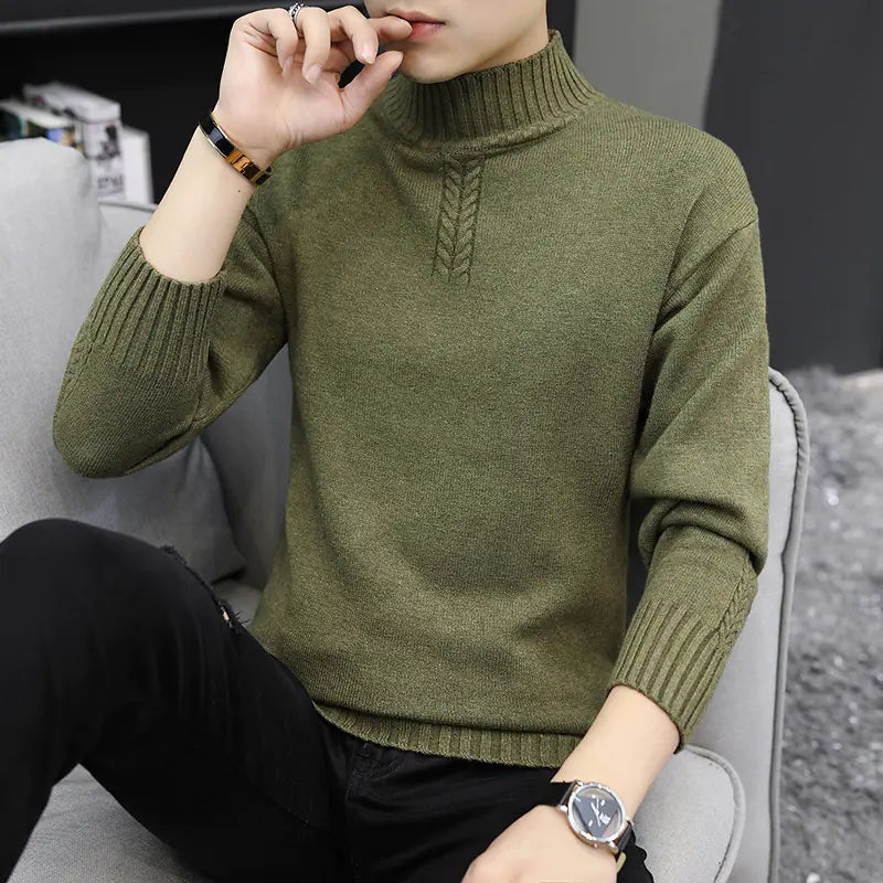 Men's Chic Solid Half-Neck Sweater