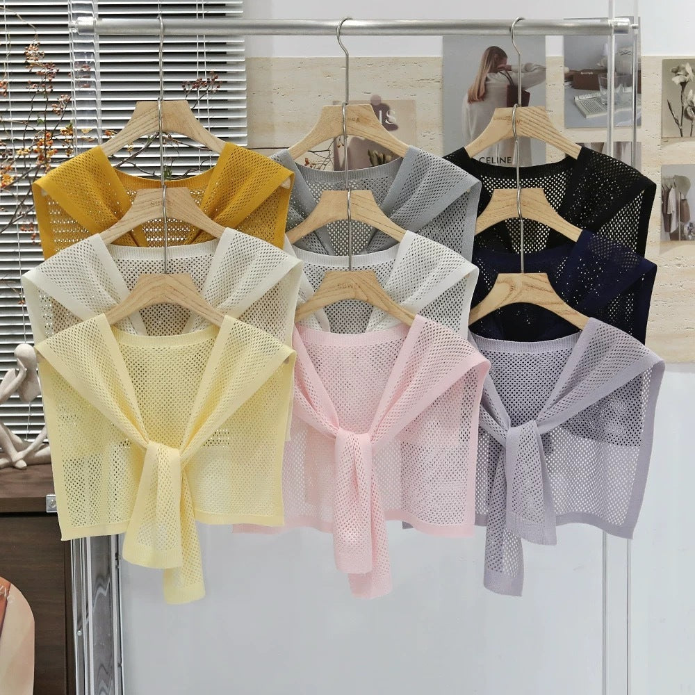 Knitted Shawl Matching Shirt Skirt Outer T-shirt Small Waistcoat