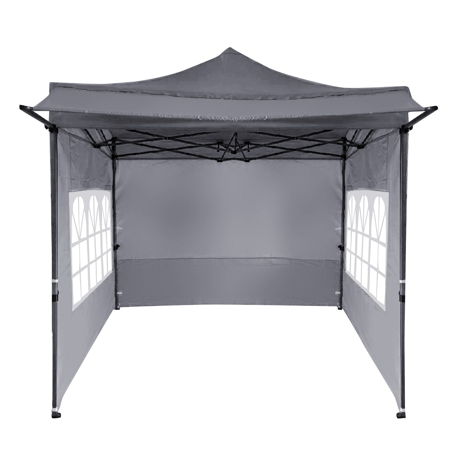 10 x 10 FT Pop up Canopy Tent with Sidewalls and Awning for Party Picnic Event-Gray