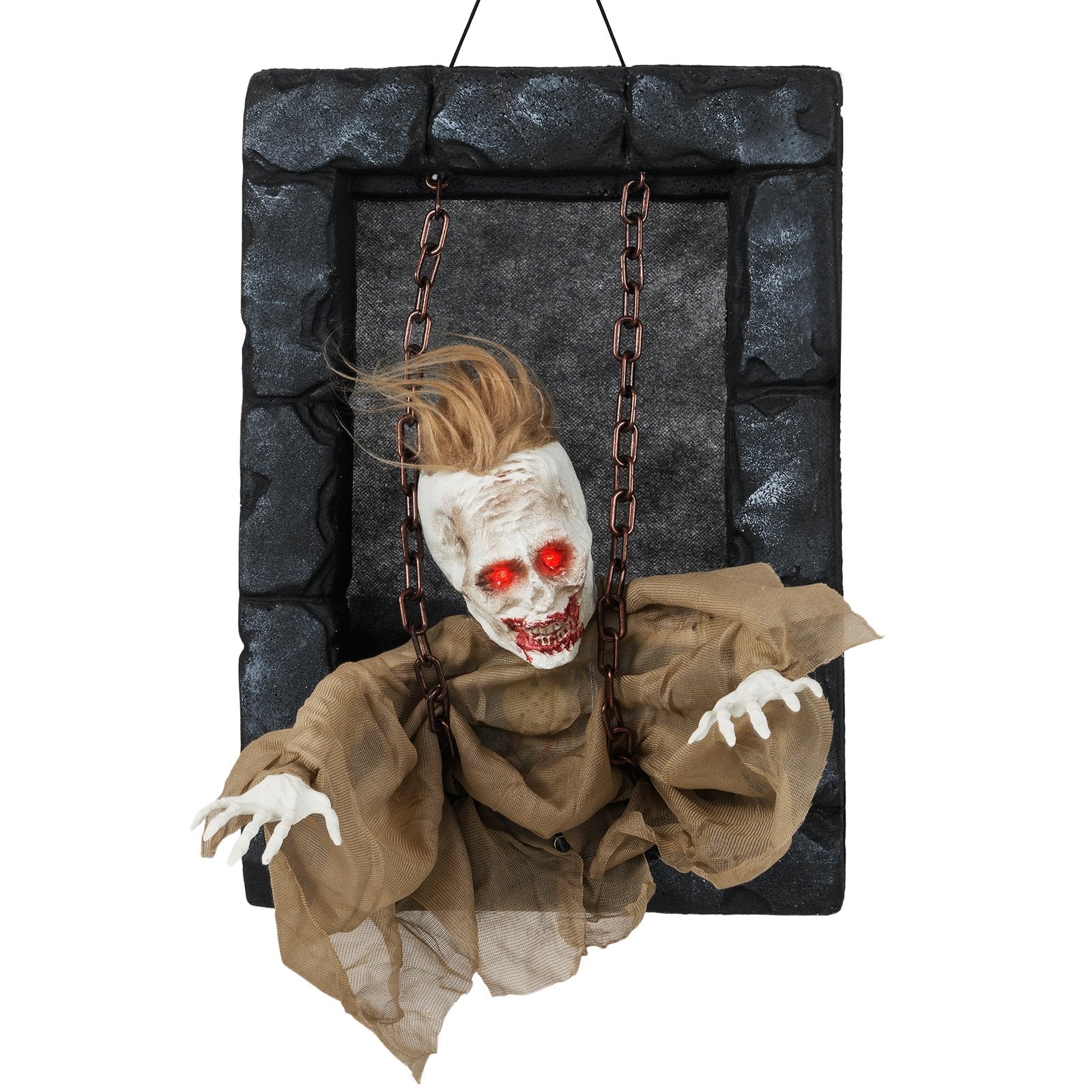 Halloween Hanging Animated Zombie Prisoner Decoration Sound-Activated