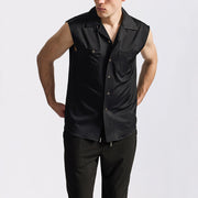 Men's Sleeveless Lapel Shirt European Fashion Brand