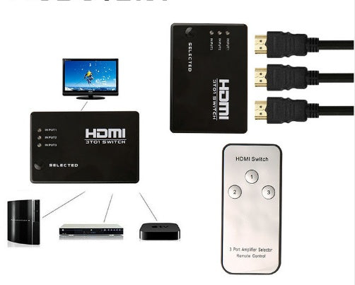 RobotSky CR2025 Battery 3 Port 1080P Video HDMI Switch Switcher Splitter IR Remote For HDTV PS3 DVD Promotion Hot Top Quality