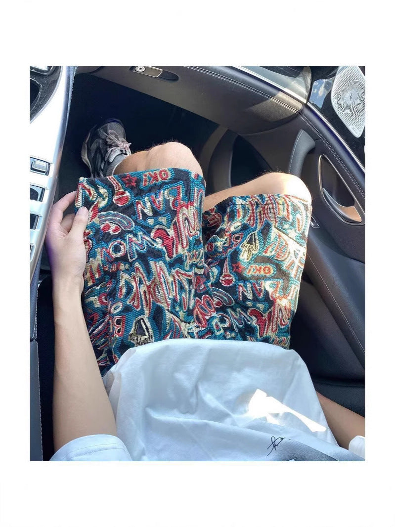 Summer New Fashion Printed Letter Graffiti Shorts Men
