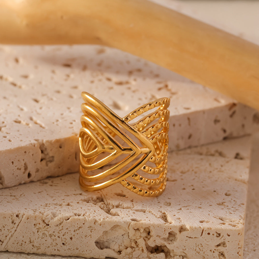 Fashion European And American Style Geometric Ring Female Stainless Steel Ins Cold Wind