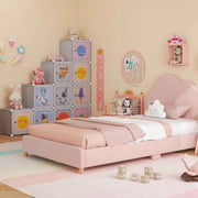 5 Pieces Kids' Room Bundle: Twin Bed Frame Wardrobe Closet Vanity Table and Stool Set