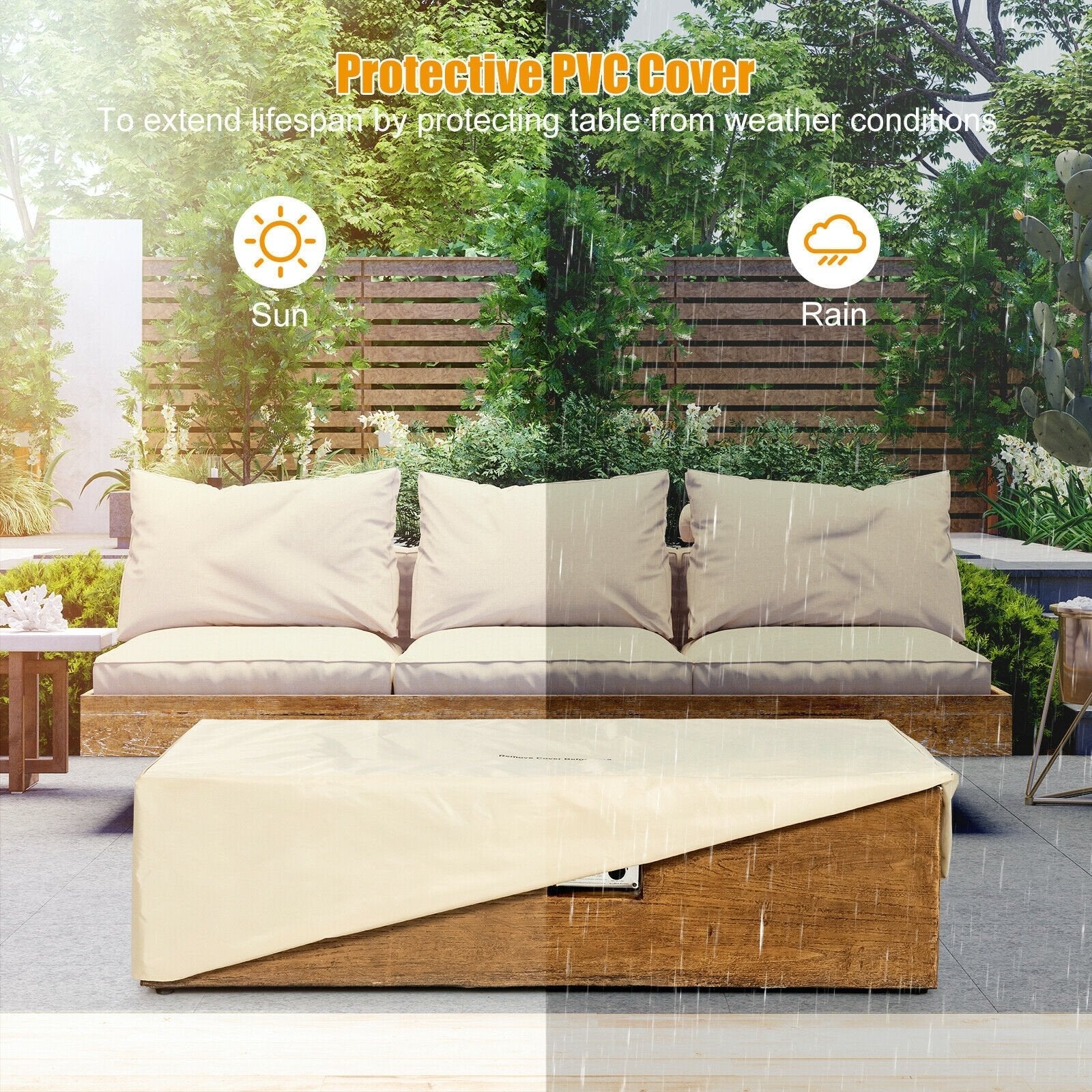 2 Pieces Outdoor Propane Fire Pit Table Set