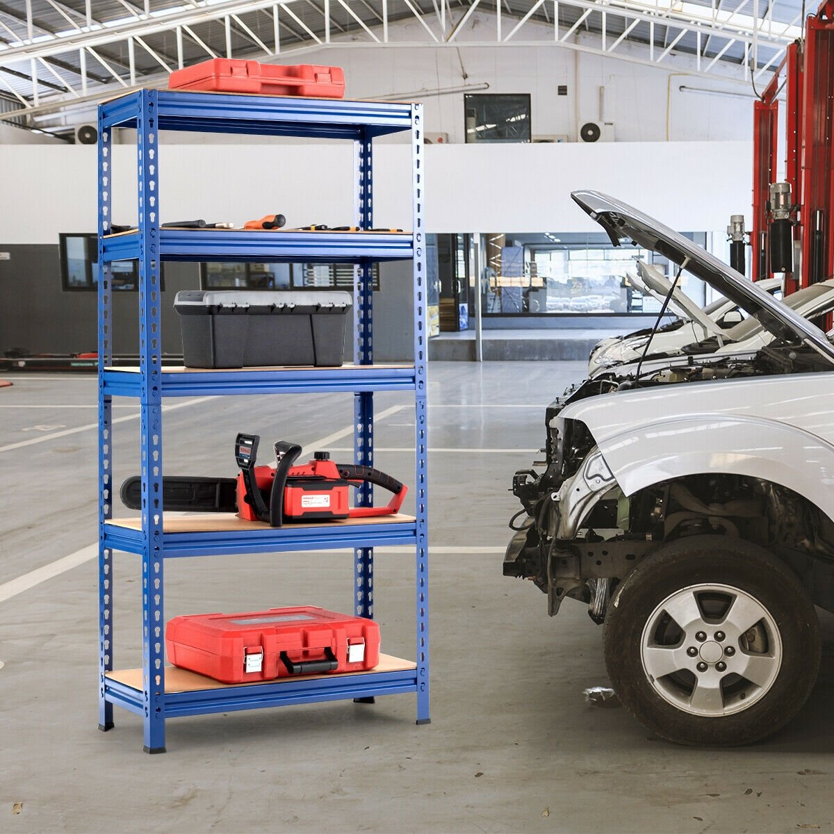 5-Tier Steel Shelving Unit Storage Shelves Heavy Duty Storage Rack-Blue