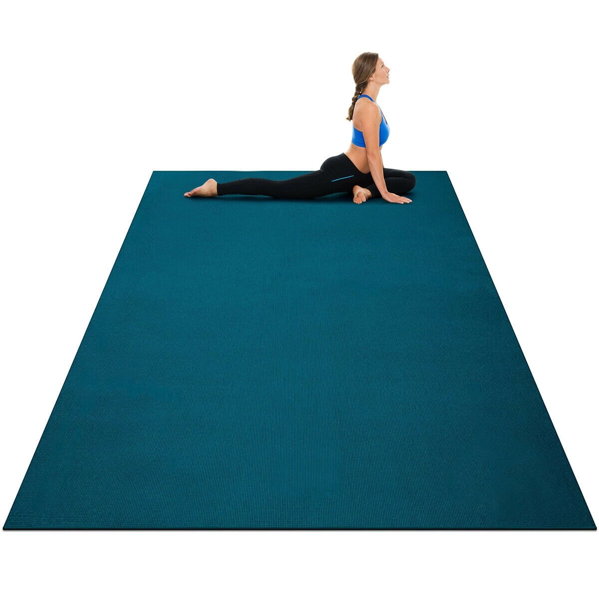 Large Yoga Mat 6' x 4' x 8 mm Thick Workout Mats-Black