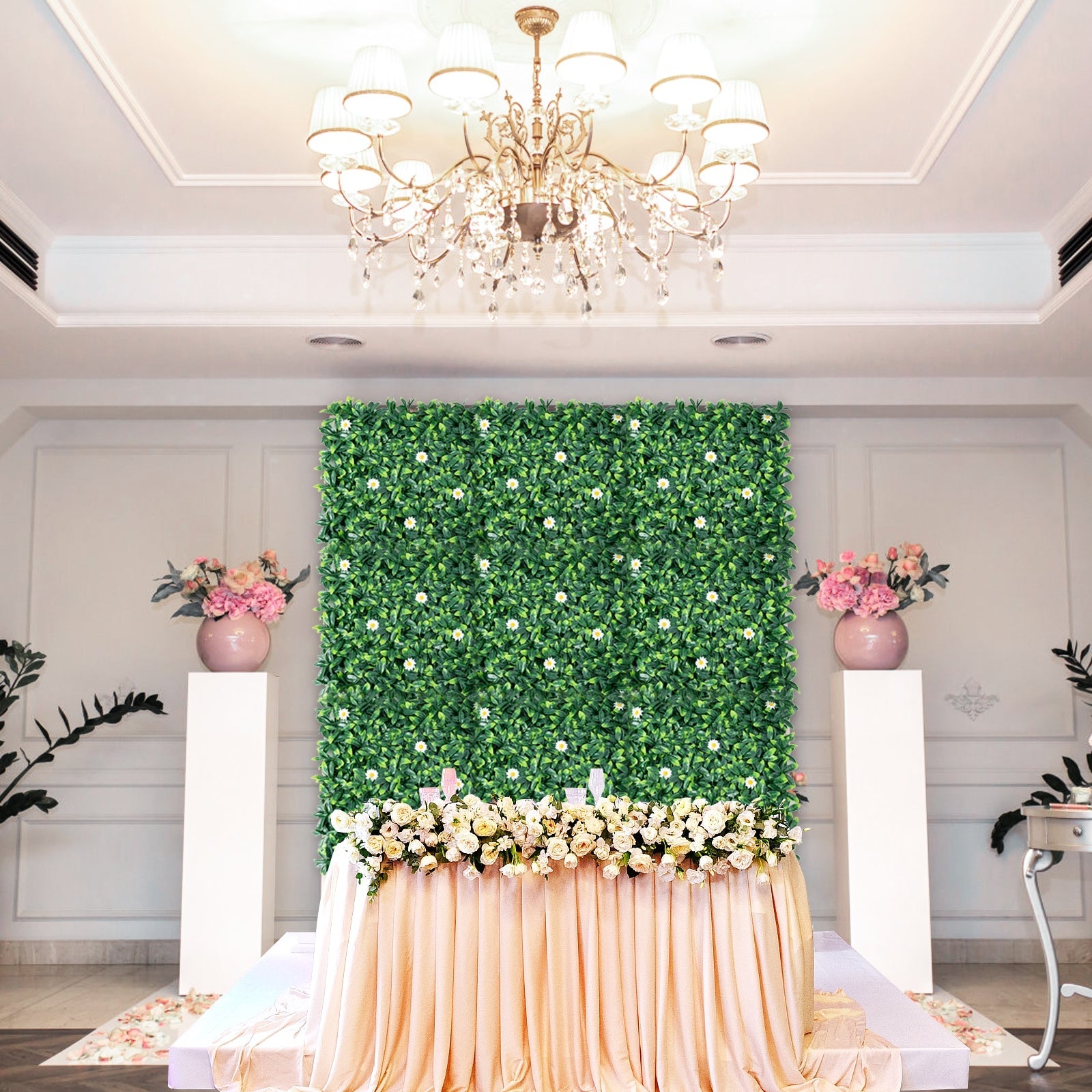 12 Pieces 20 x 20 Inch Artificial Daisy Hedge Plant Privacy Fence Hedge Panels