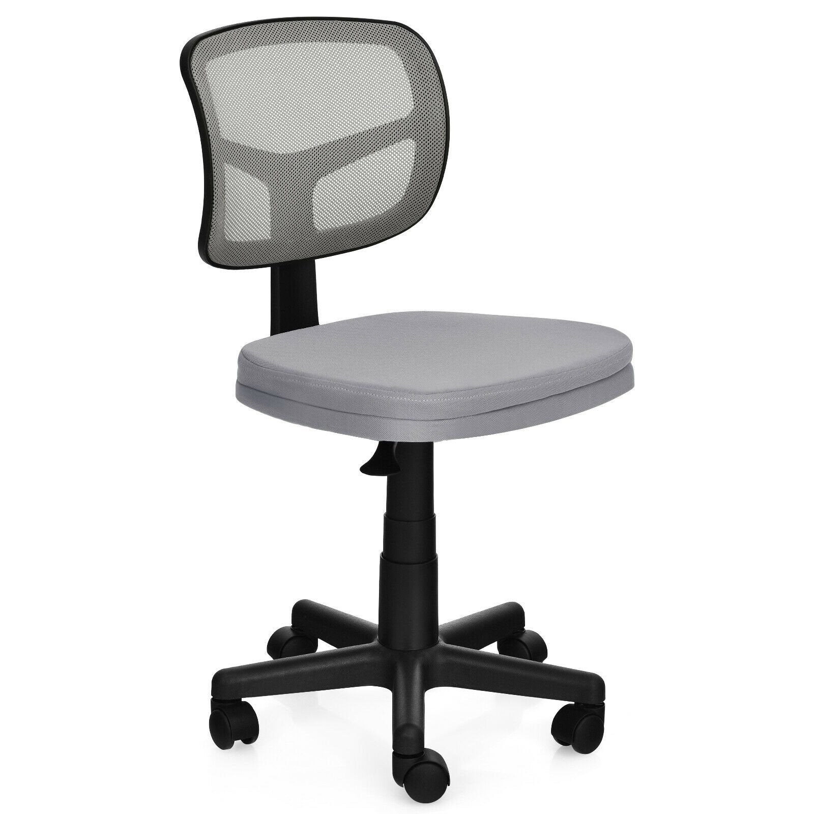 Armless Computer Chair with Height Adjustment and Breathable Mesh for Home Office-Black