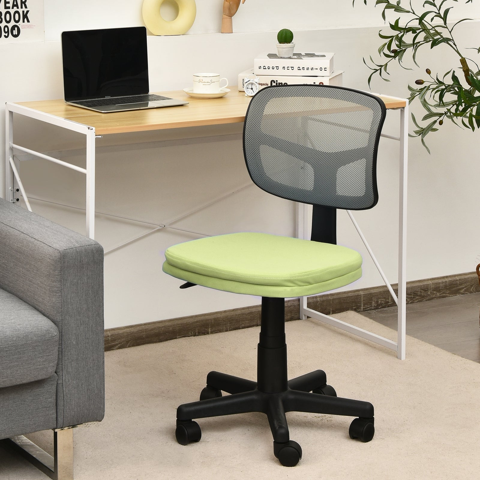 Armless Computer Chair with Height Adjustment and Breathable Mesh for Home Office-Black
