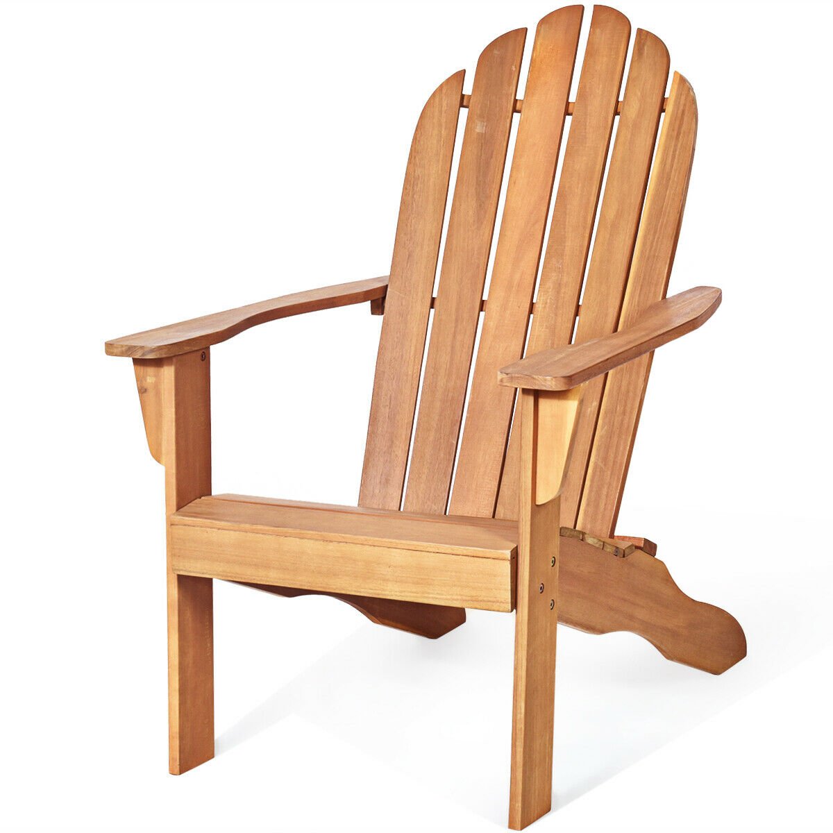 Acacia Wood Outdoor Adirondack Chair with Ergonomic Design-Gray