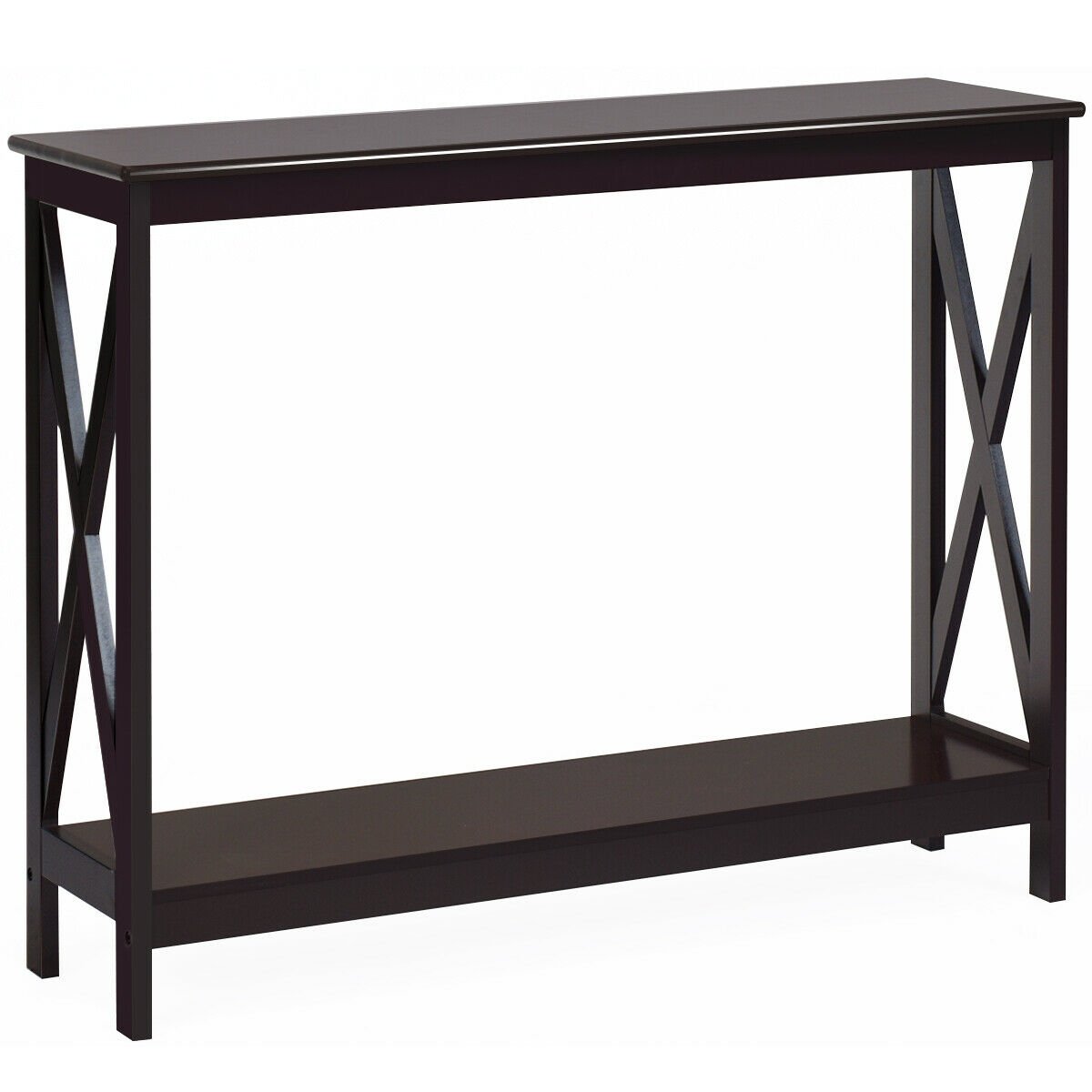 2-Tier Console X-Design Sofa Side Accent Table-Black