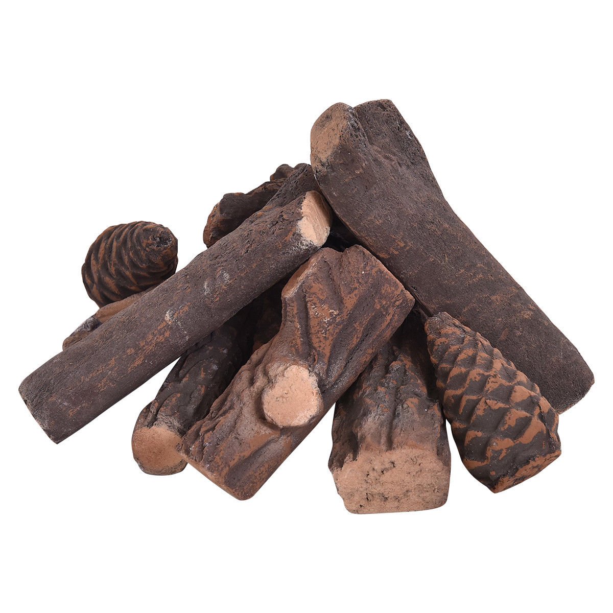 9 Pieces Ceramic Fireplace Imitation Wood Propane Log Set