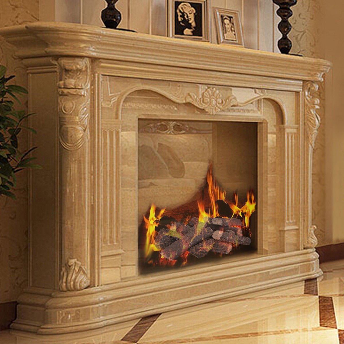 9 Pieces Ceramic Fireplace Imitation Wood Propane Log Set