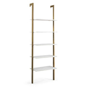5-Tier Wood Look Ladder Shelf with Metal Frame for Home-Bronze