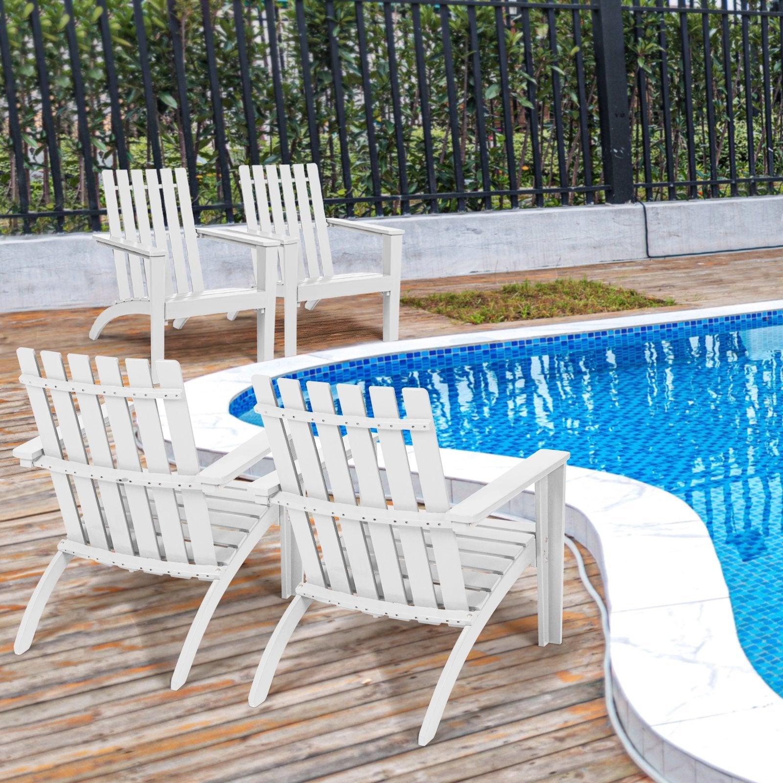 Outdoor Durable Patio Acacia Wood Adirondack Lounge Armchair-Black