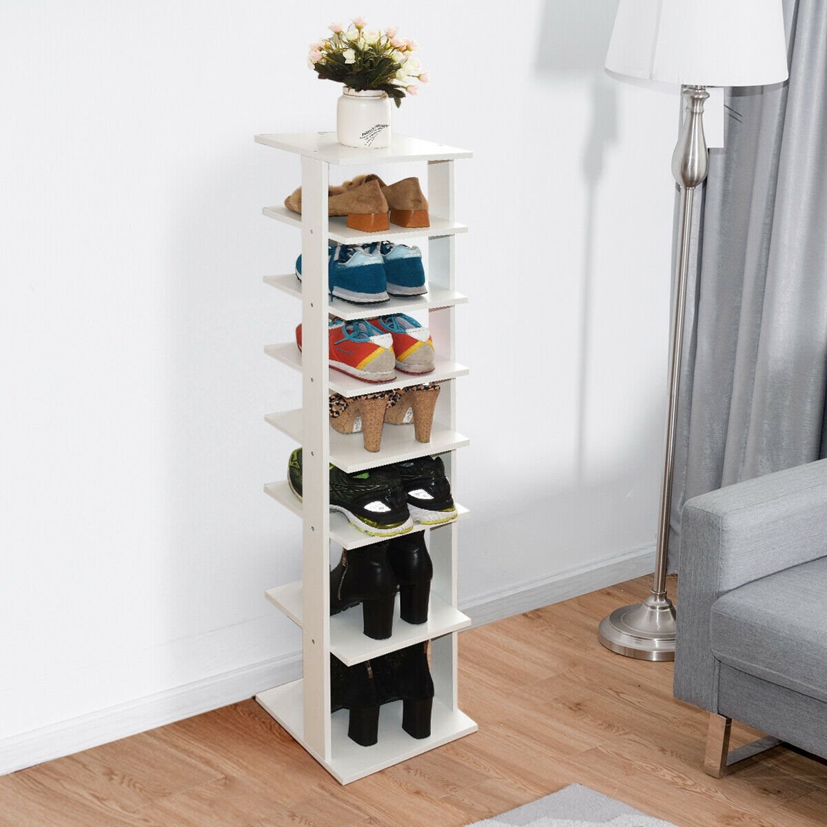 7-Tier Shoe Rack Practical Free Standing Shelves Storage Shelves-Black