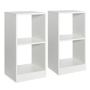 2 Pieces 2-tier Bookcase Set with Anti-toppling Device-White