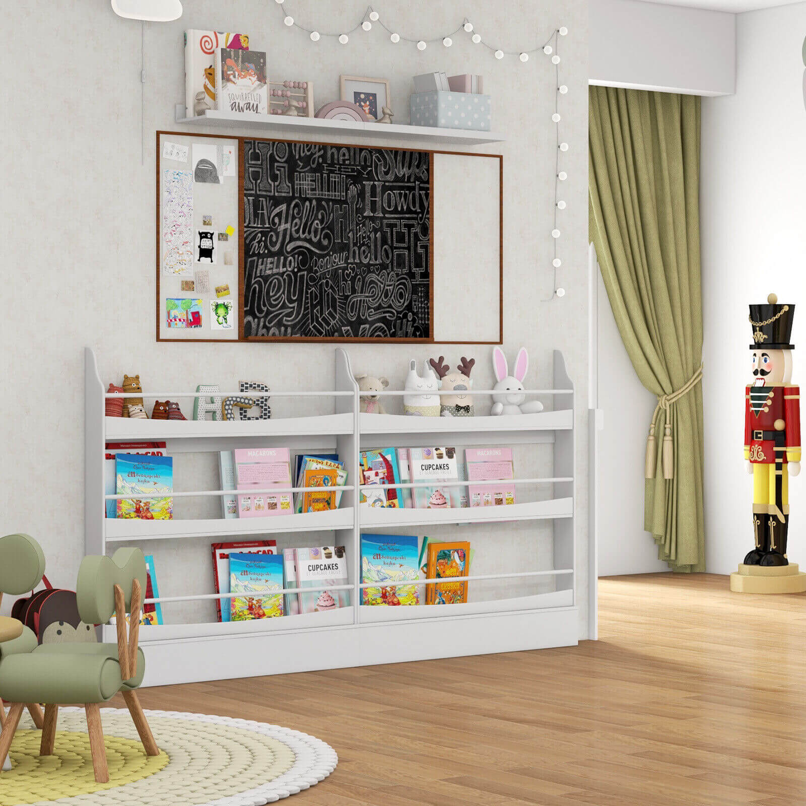 3-Tier Bookshelf with 2 Anti-Tipping Kits for Books and Magazines-Gray