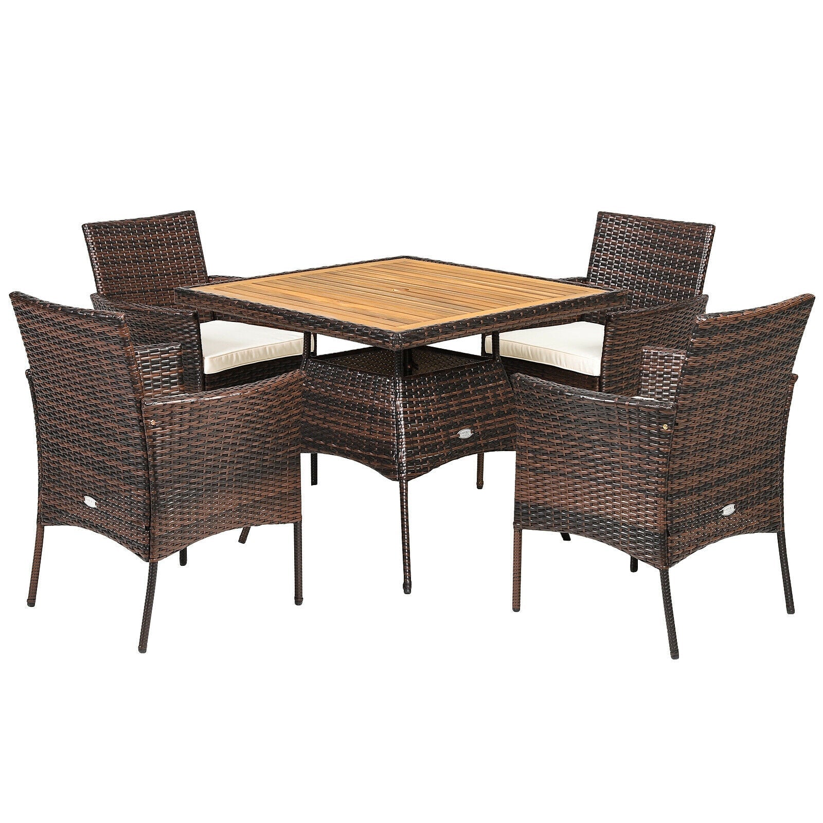 Outdoor 5 Pieces Dining Table Set with 1 Table and 4 Single Sofas