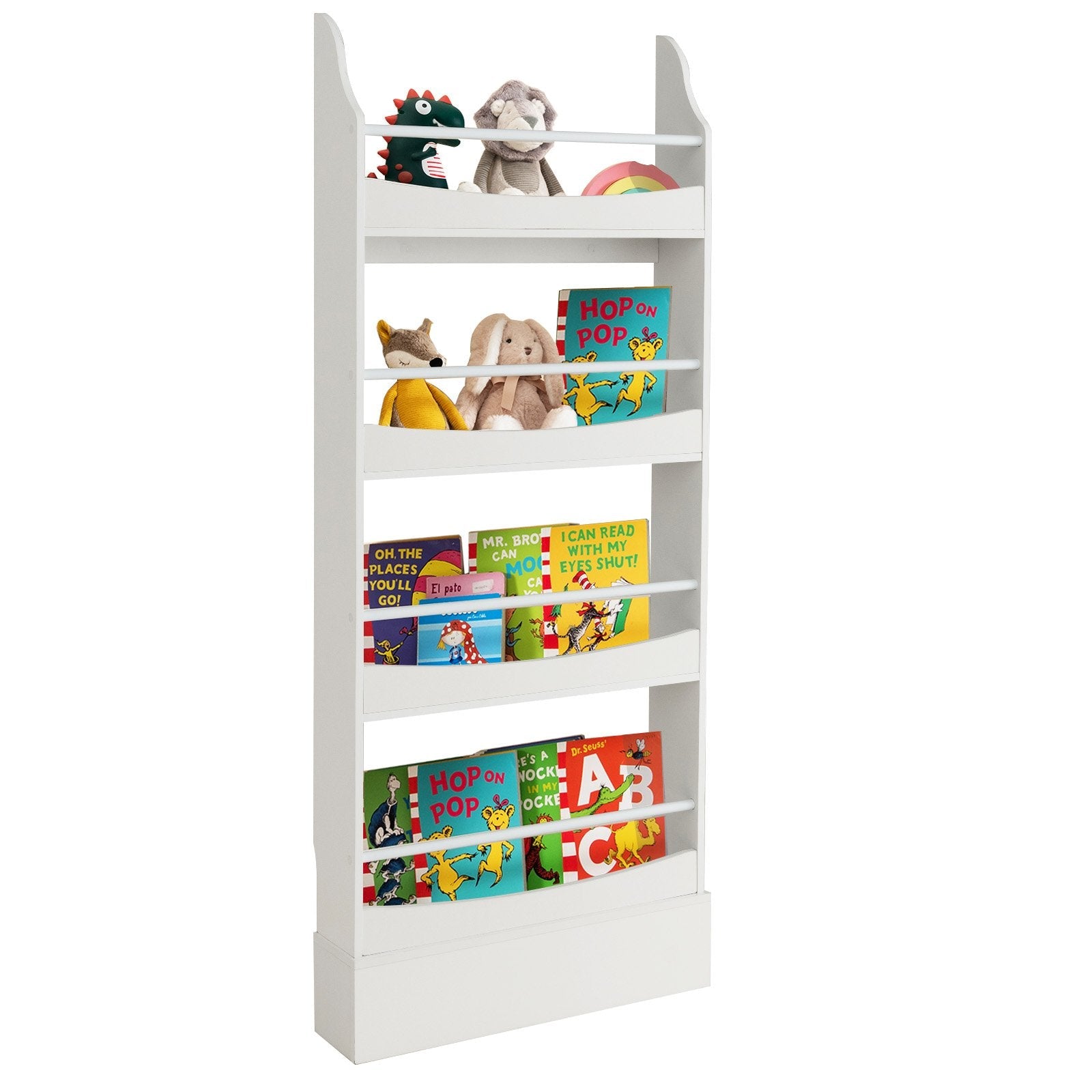4-Tier Bookshelf with 2 Anti-Tipping Kits for Books and Magazines-Gray